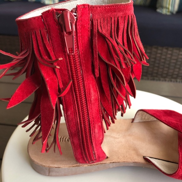 Jeffery Campbell RED Nerida Fringed Suede Sandals - Picture 6 of 10